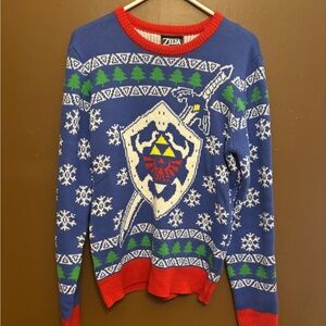 Zelda Blue Crewneck Sweater with Shield Design rare collectors item